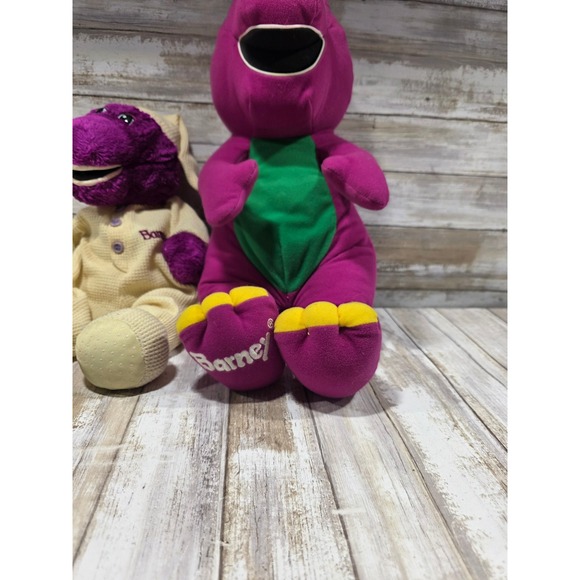 2- TLC Vintage Barney the Dinosaur Plush Set Classic and Bedtime Pajamas READ - Picture 3 of 15